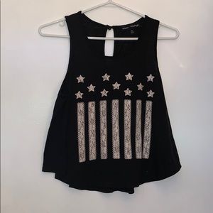 American flag black and white cropped tank top